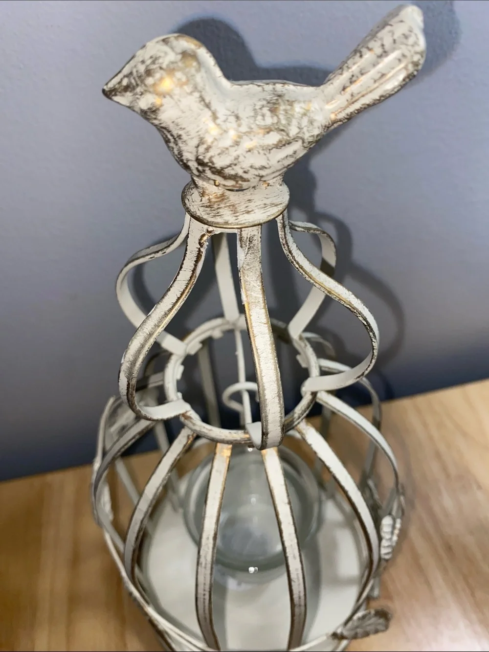 Pier 1 Cream and Gold Birdcage Votive Candle Holder